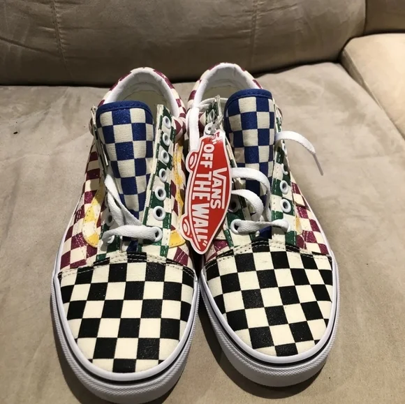 Vans Old Skool Women 7 Glitter Checkered Multicolored VNOA4U3B1HP - Picture 5 of 7